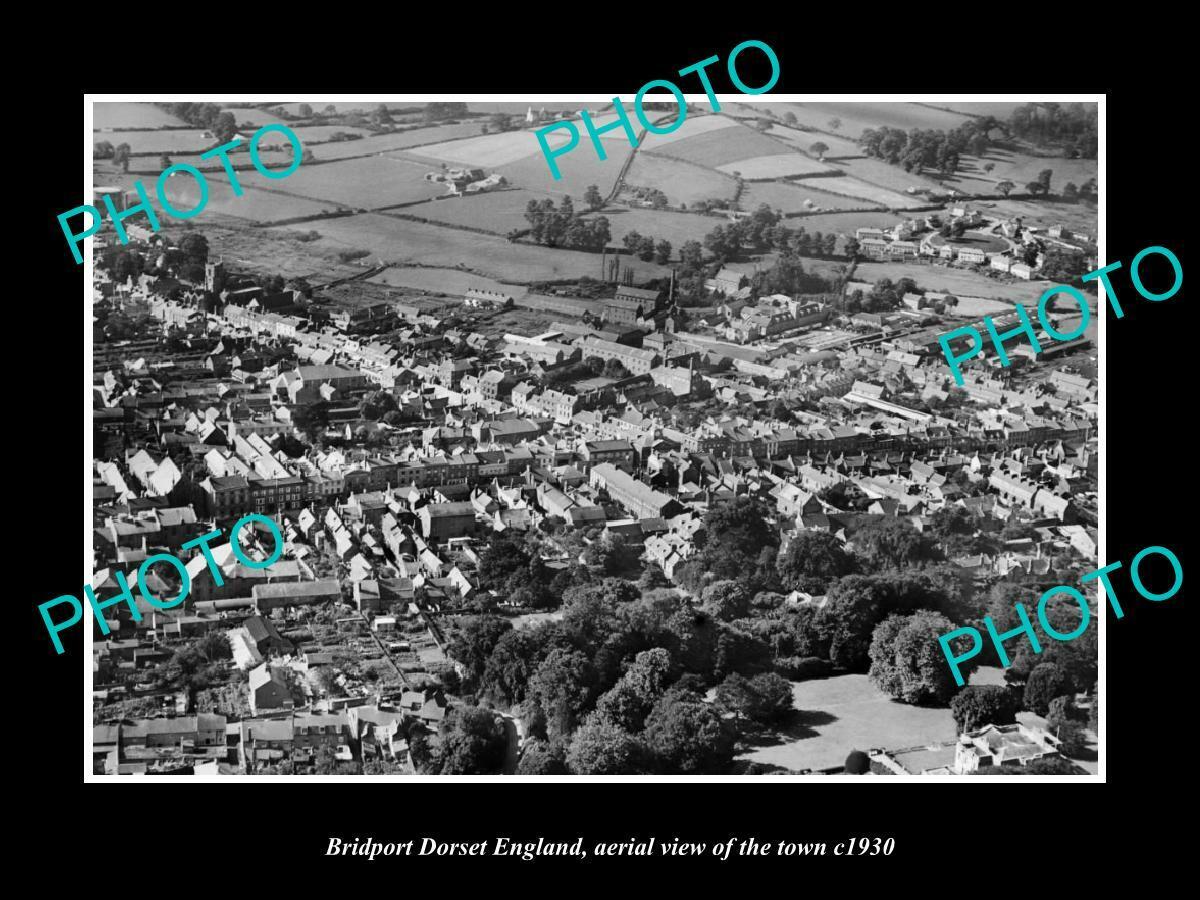 OLD 8x6 HISTORIC PHOTO OF BRIDPORT DORSET ENGLAND TOWN AERIAL VIEW c1930 3