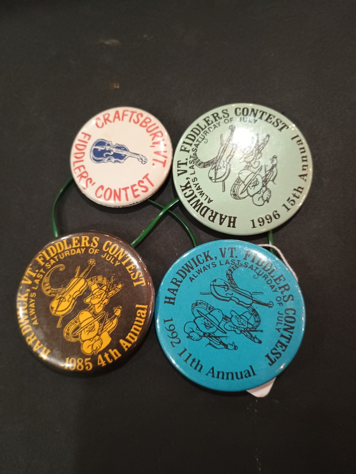 Vintage Hardwick Craftsbury Vermont Fiddlers Contest Pinbacks Lot Of 4 1980s-90s Vintage Hardwick Craftsbury Vermont Fiddlers Contest Pinbacks Lot Of 4 1980s-90s