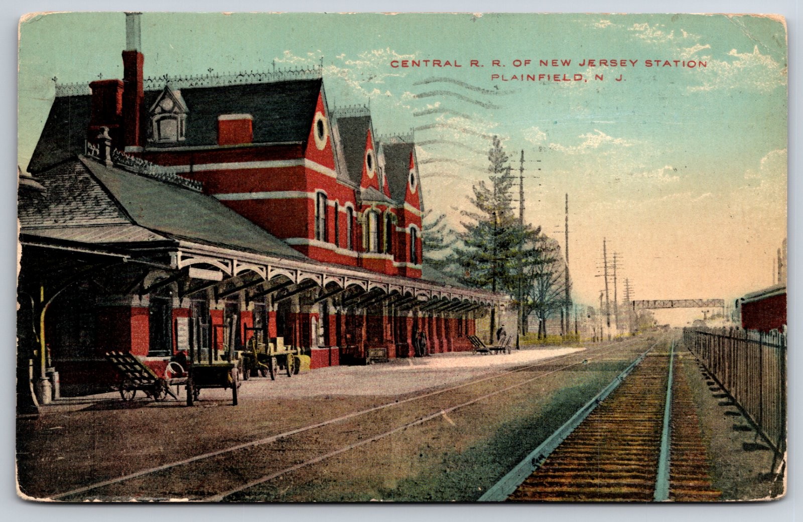 Plainfield New Jersey Central Railroad Station Train Depot Postcard Plainfield New Jersey Central Railroad Station Train Depot Postcard