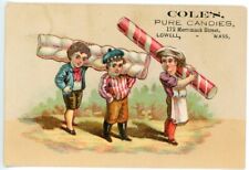Victorian Trade Card Cole's Pure Candies Peppermint Sticks Lowell, Mass picture