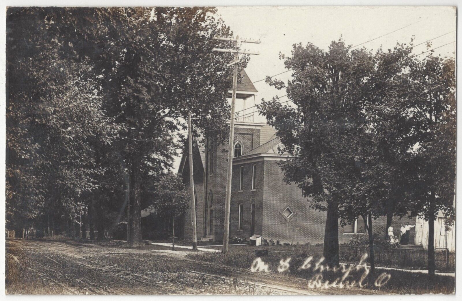 1908 Bethel, Ohio - REAL PHOTO Church Building - Vintage Postcard