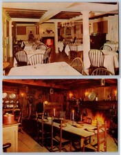 South Sudbury MA Longfellow Wayside Inn Interior Kitchen Dining VTG Postcards x2 picture