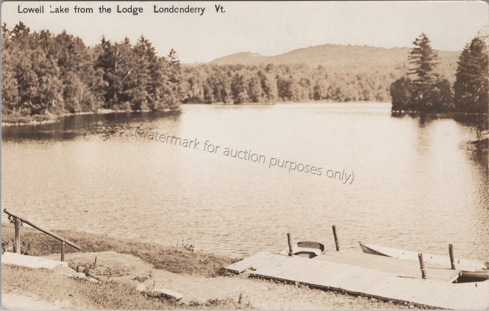 Londonderry, VT: RPPC Lowell Lake Lodge - Vintage Vermont Real Photo Postcard