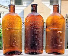 🔥 3 Warner's Safe Cure Toronto England Rochester (3 Cities) Medicine Bottles picture