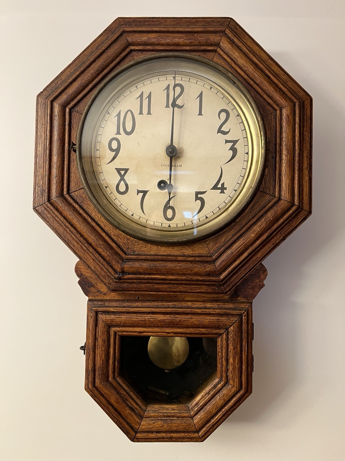 Antique Ingraham 8 Day Octagon Schoolhouse Drop Clock - Working for ...