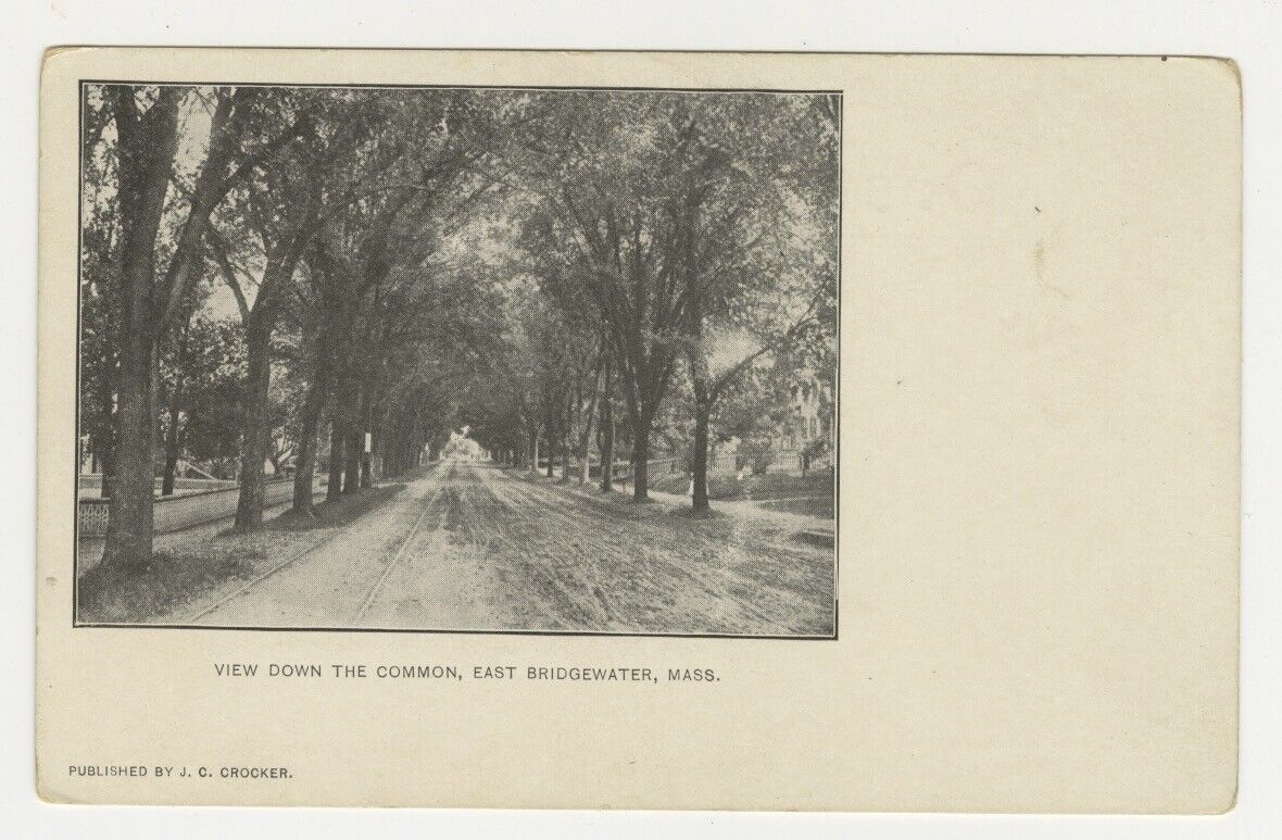 MA Postcard Street View Down The Common - East Bridgewater, Massachusetts vtg 9