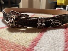 JUSTIN Mens Western Leather Belt Size 38 Texas Star Buckle Belt Lone Star Cowboy picture