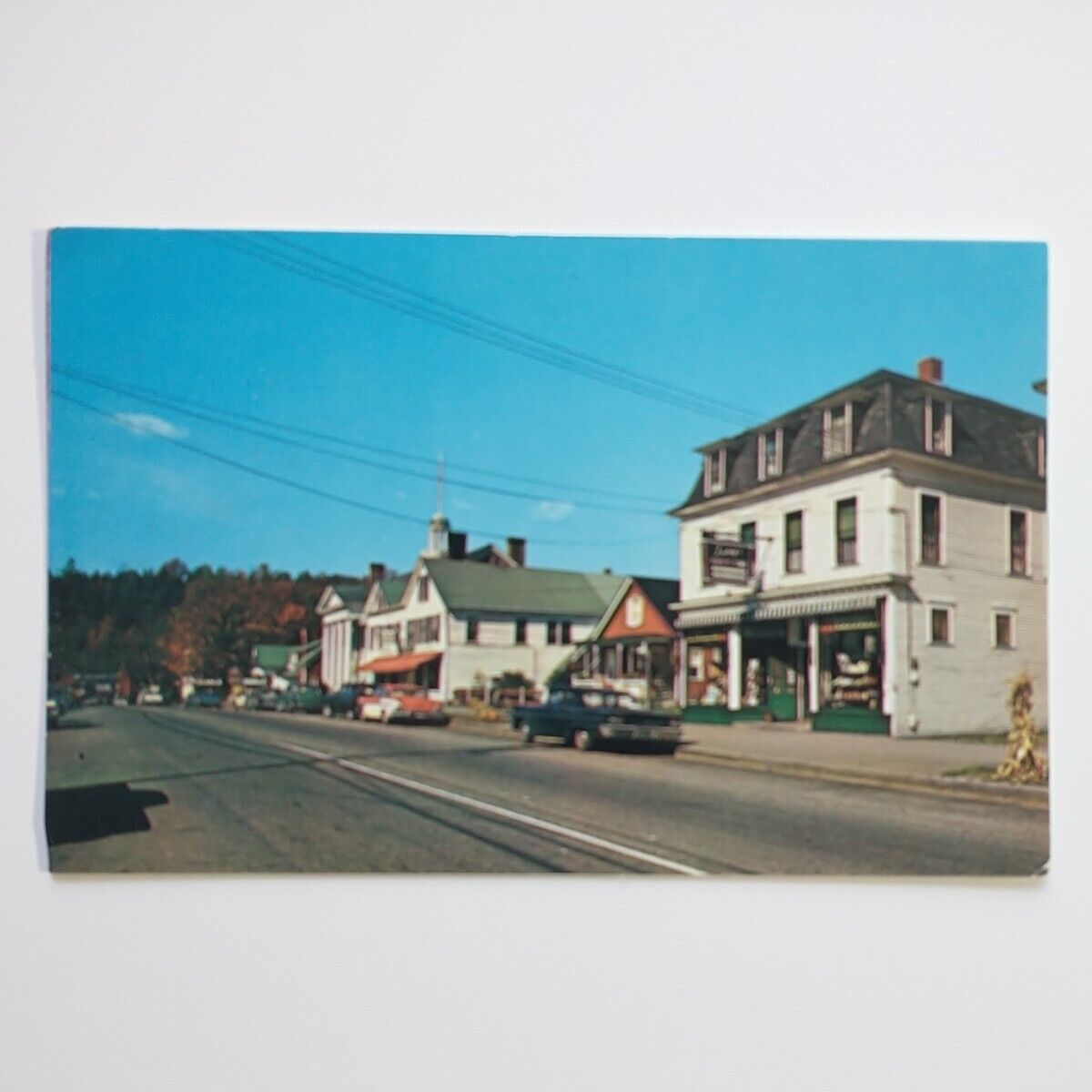 Postcard Stowe Vermont Main Street Business District Vintage Cars Unposted