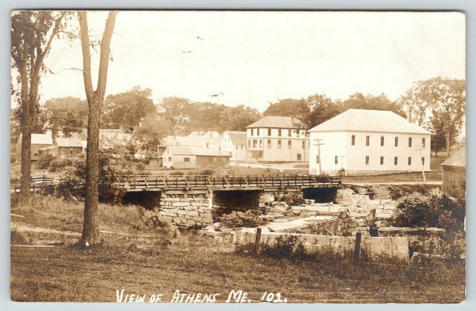 Athens Maine~Wooden Bridge into Town~Where We Ate Dinner~1911 RPPC