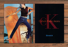 Calvin Klein Jeans Stretch Model Orange Fabric Print Ad 1997 1990s (2pgs) picture