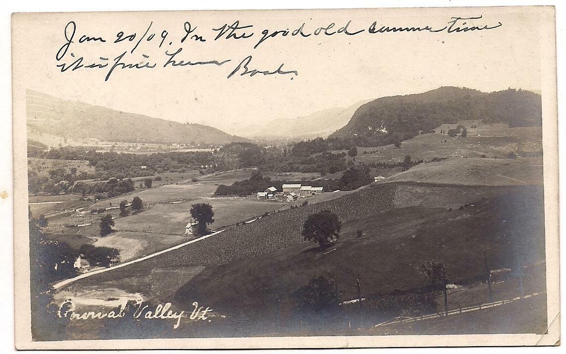 Real Photo PC Pownal Valley VERMONT~Farms,fields,hills,roads~Posted 1909~VG
