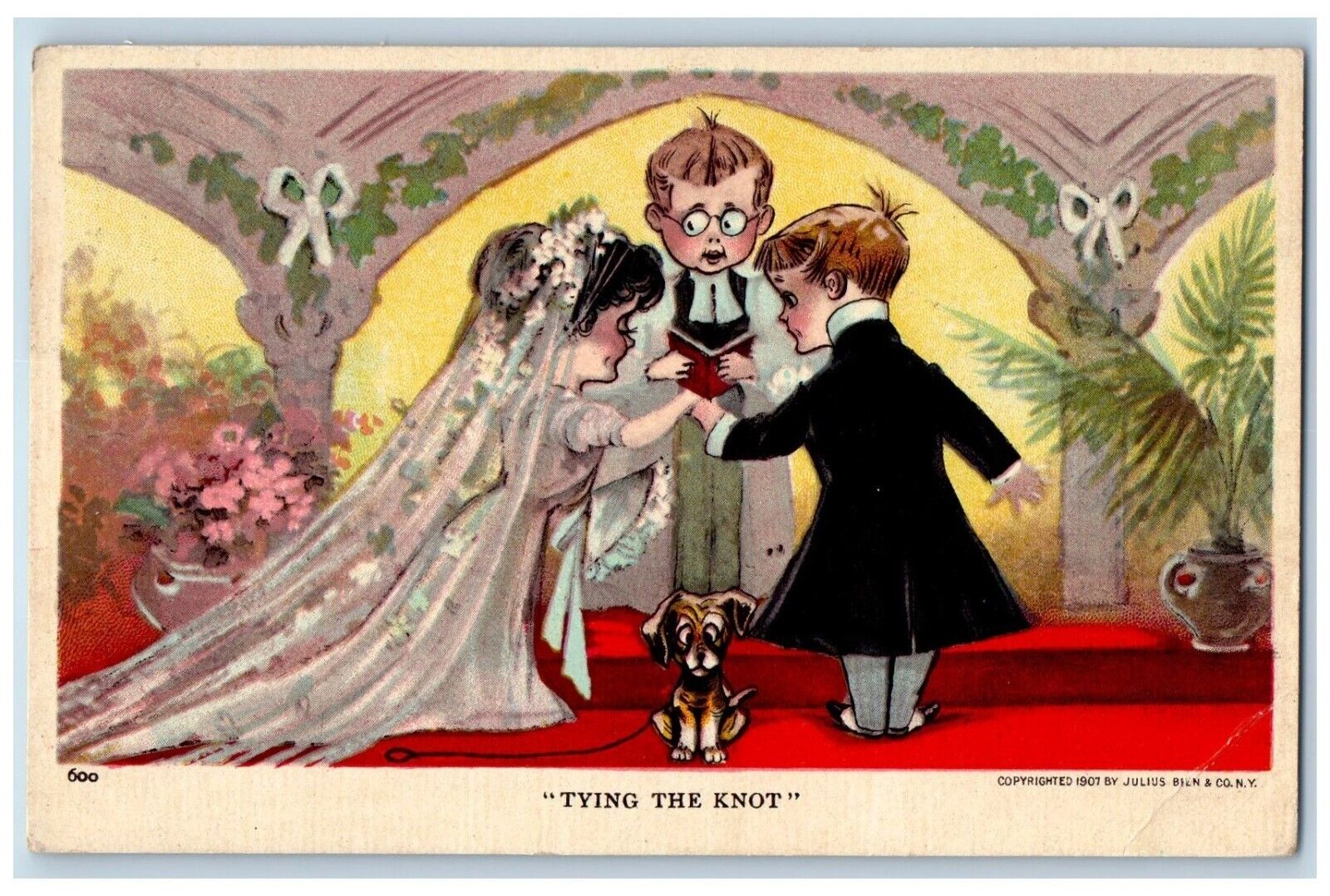 Granville Ohio OH Postcard Wedding Scene Trying The Knot Dog 1910 Antique Posted