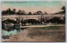 Williamsport MD - Aqueduct Bridge - Man in Water - Posted 1912 picture