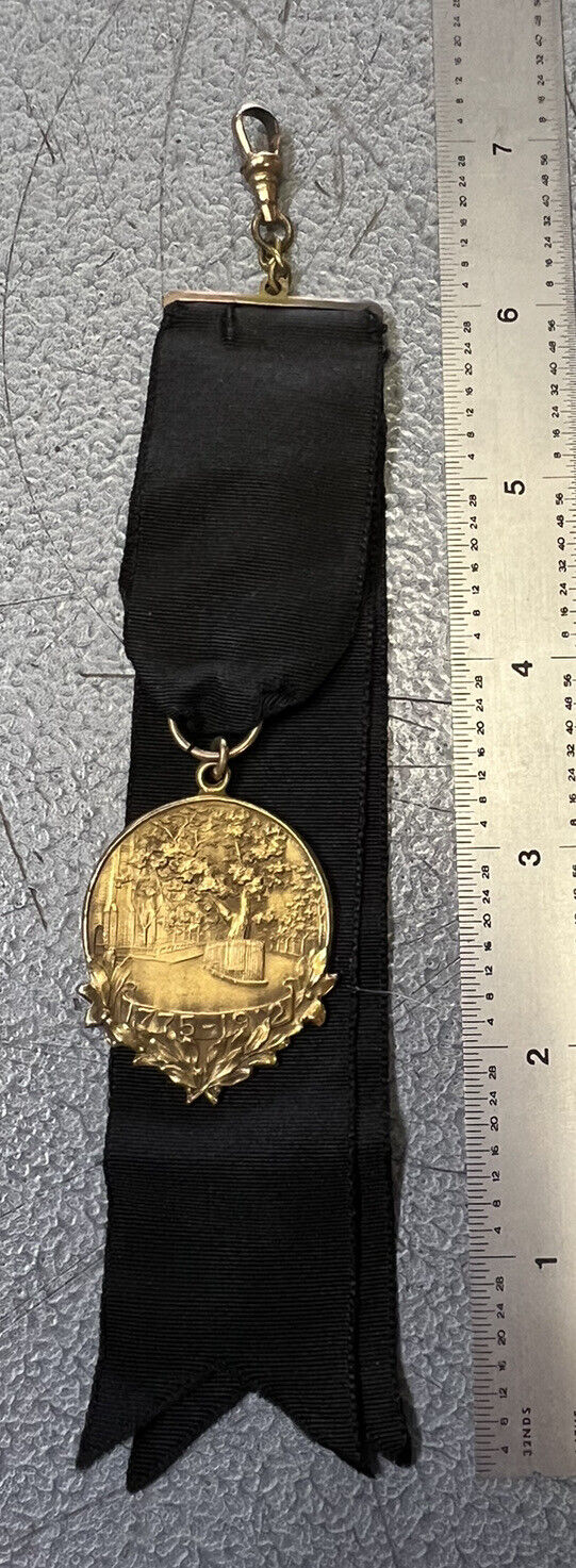 Vintage 1912 The Celebrated Washington Elm Cambridge Mass Watch Fob Ribbon Medal
