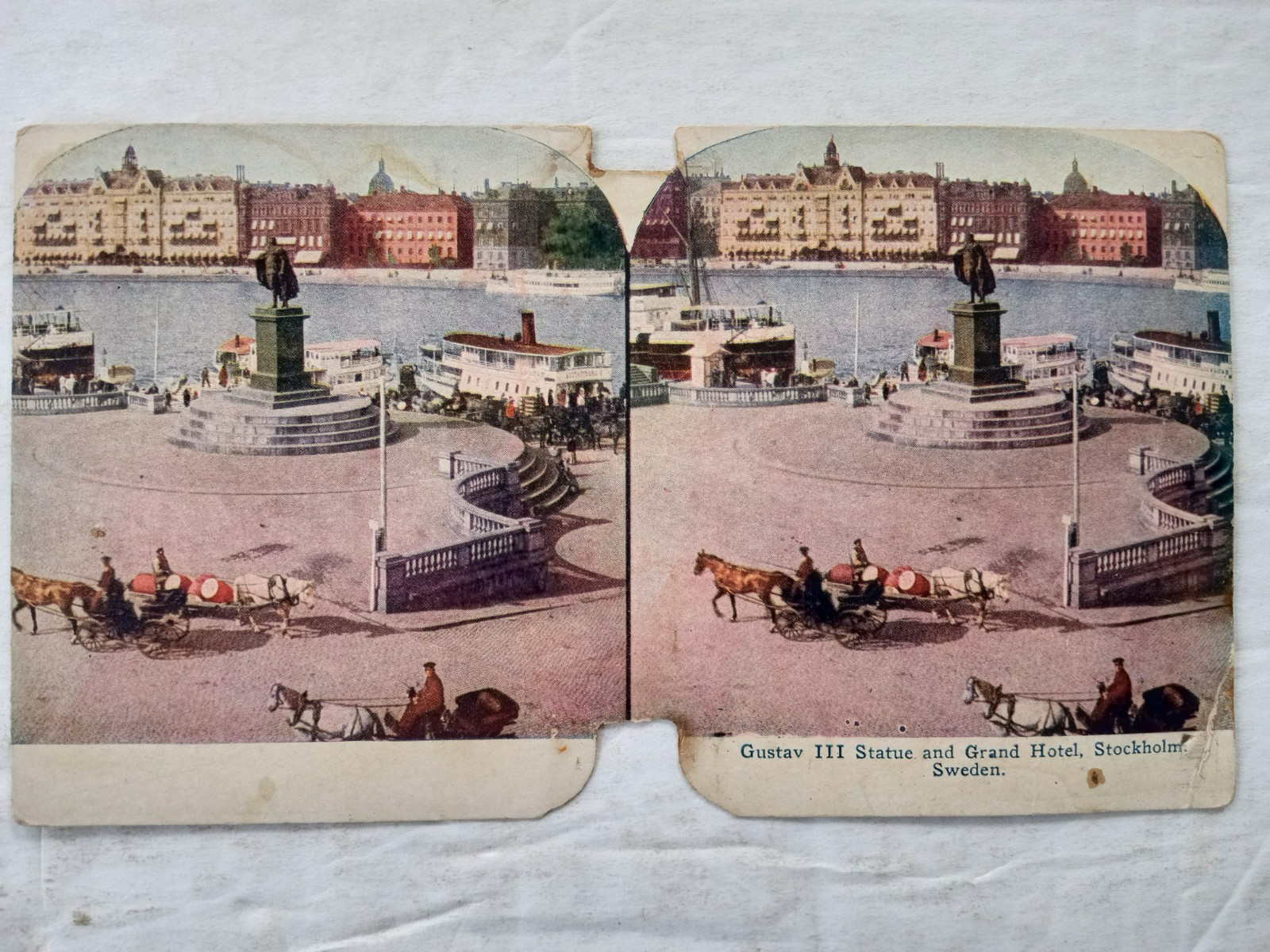 Whiting\'s Sculptoscope Stereoview Card GUSTAV III STATUE & GRAND HOTEL STOCKHOLM Whiting\'s Sculptoscope Stereoview Card GUSTAV III STATUE & GRAND HOTEL STOCKHOLM
