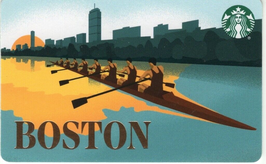 NEWEST  BOSTON REGIONAL CREWING on CHARLES RIVER  STARBUCKS  GIFT CARD