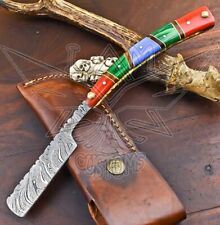 Custom Forged Damascus Steel Razor Knife Corain Louis Martin W/Sheath picture