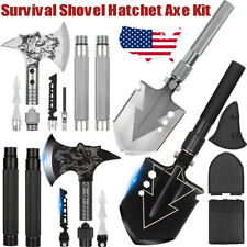 Survival Folding Shovel Axe Set Tactical Spade Hatchet Camping Hunting Tools USA picture