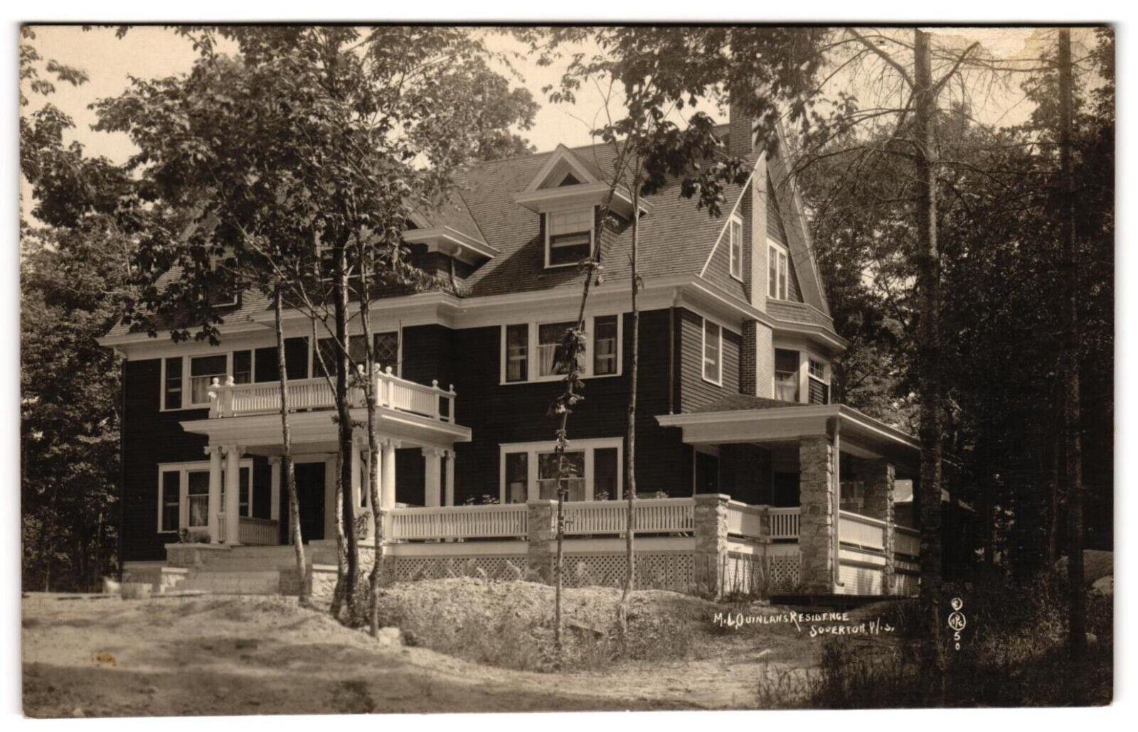 ML Quinlan's Residence Soperton WI RPPC Crystal Bell Inn and Spa Postcard 1900s