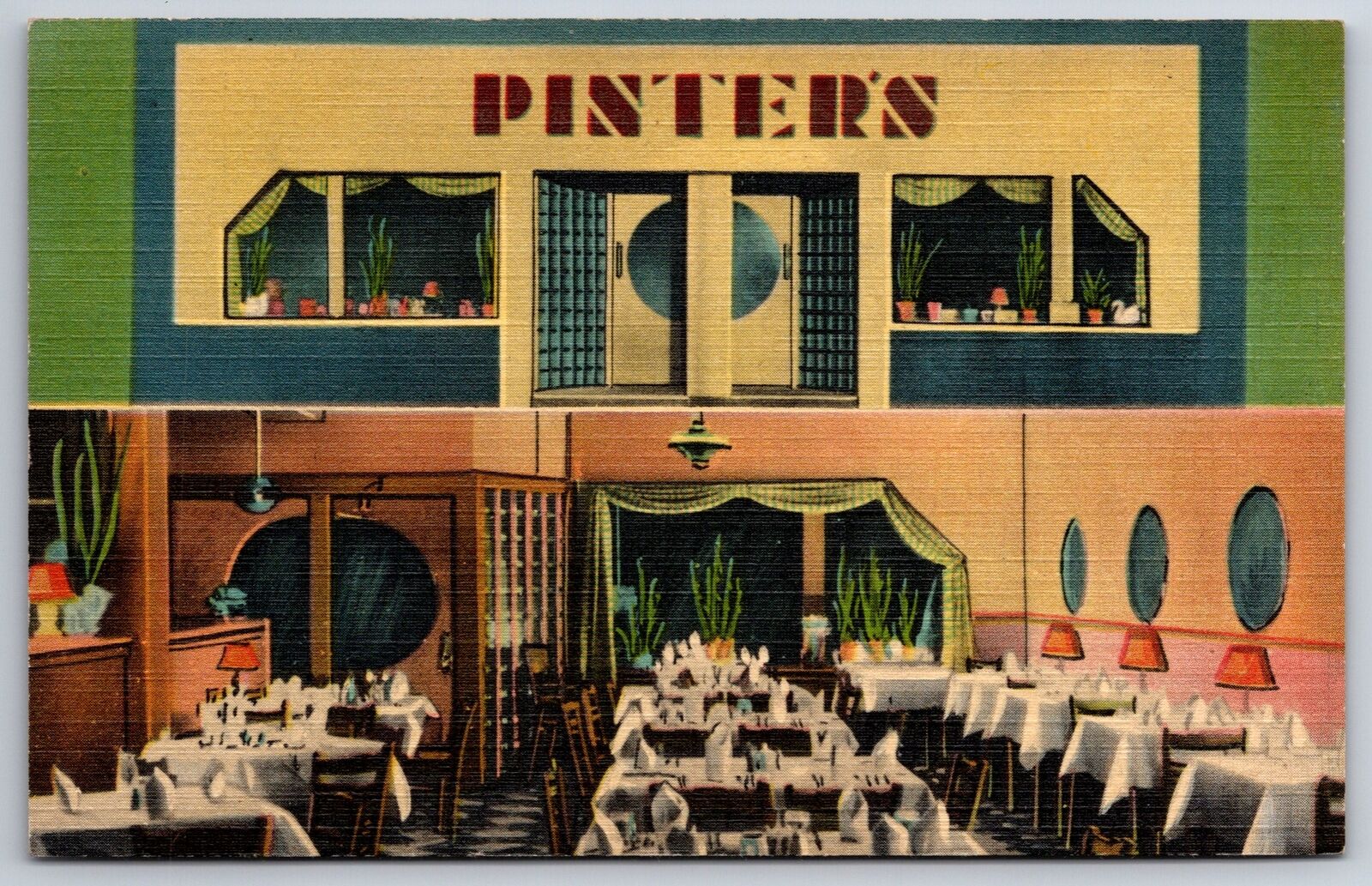Westfield New York~Pinter\'s Restaurant ART DECO Entrance~Interior~1940s Linen PC