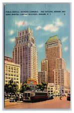 Newark, NJ New Jersey, Essex Banking Company, Street Car, Linen Postcard picture