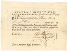 Pay Order Signed by Jed Huntington and Oliver Wolcott Jr. - Connecticut Revoluti picture