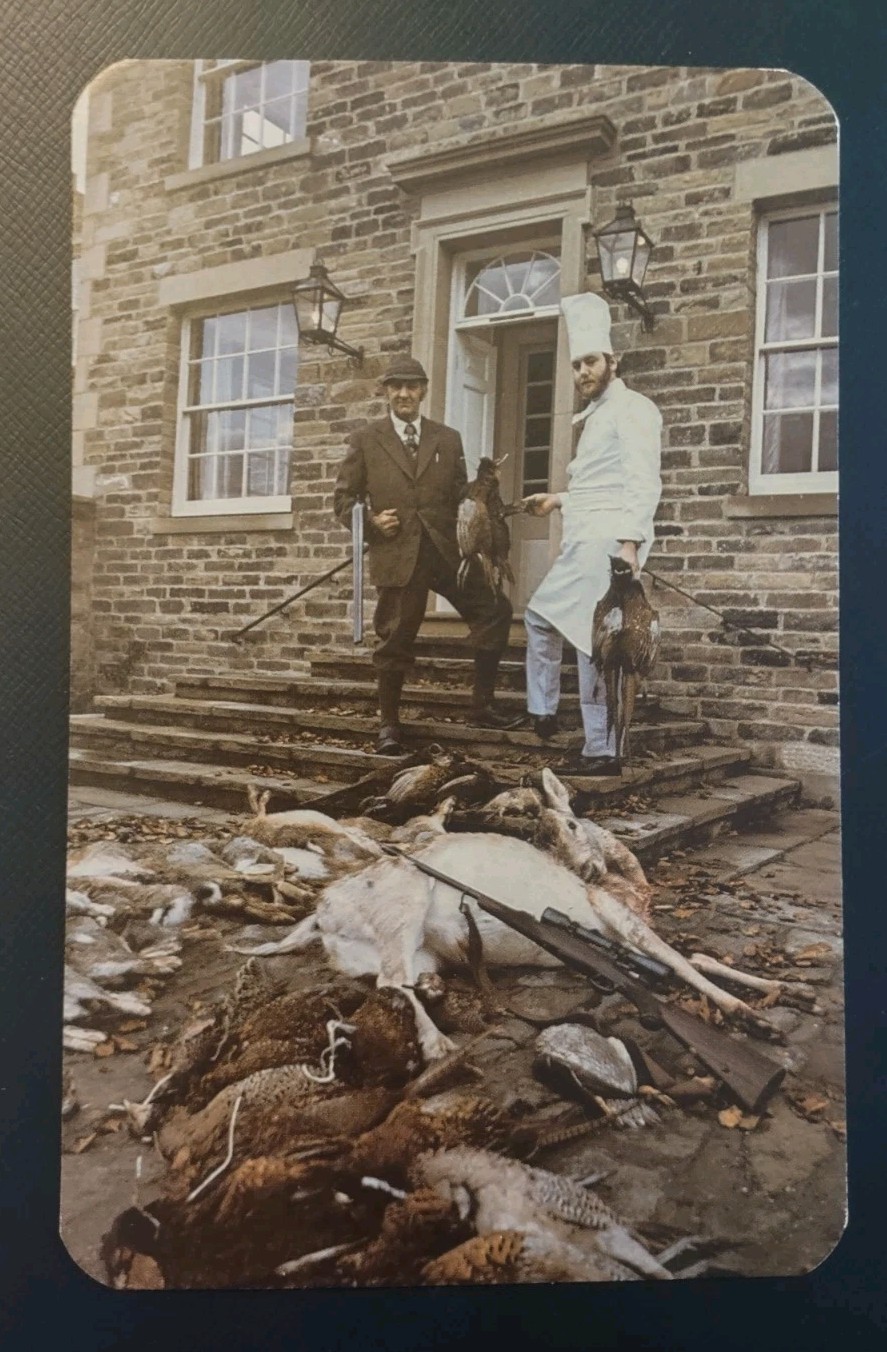 Cavendish Restaurant Hotel Derbyshire England Postcard Chef Hunter Wild Game Cavendish Restaurant Hotel Derbyshire England Postcard Chef Hunter Wild Game