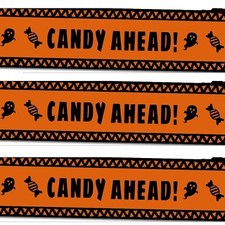 30-Ft Trick-or-Treat CANDY AHEAD Fright Caution Tape Halloween Decoration-ORANGE picture