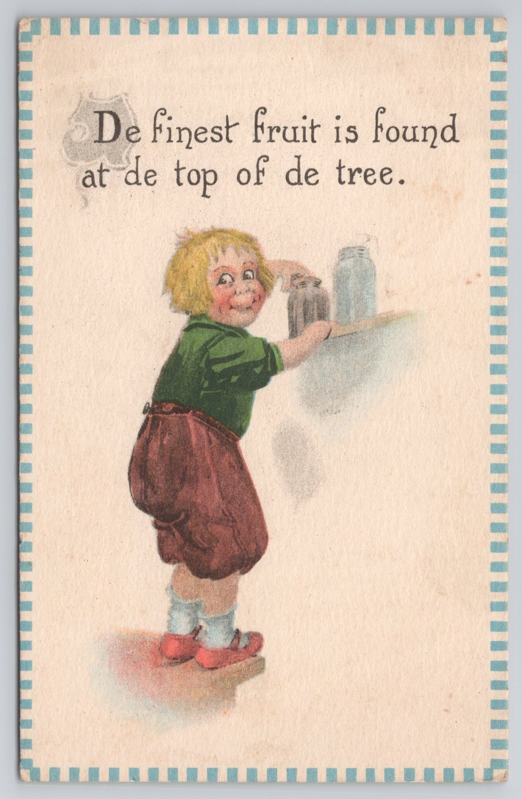 1913 Antique Dutch Kid Comic Postcard Child Reaching Jam Jar CS 433 Westfield VT 1913 Antique Dutch Kid Comic Postcard Child Reaching Jam Jar CS 433 Westfield VT