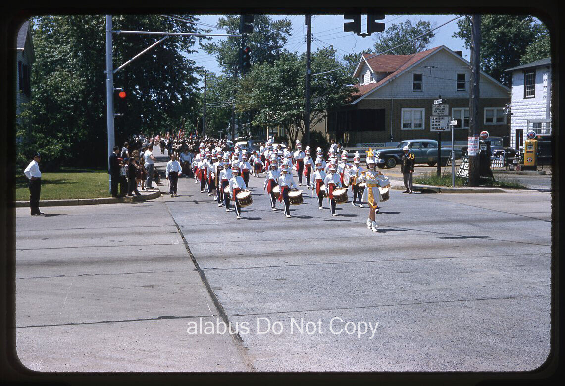 Orig 1958 SLIDE Middletown Township Drum & Bugle Corp in Veteran's Day Parade NJ
