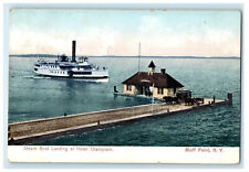 1910 Boat Landing at Hotel Champlain, Bluff Point NY Bridport VT Postcard picture