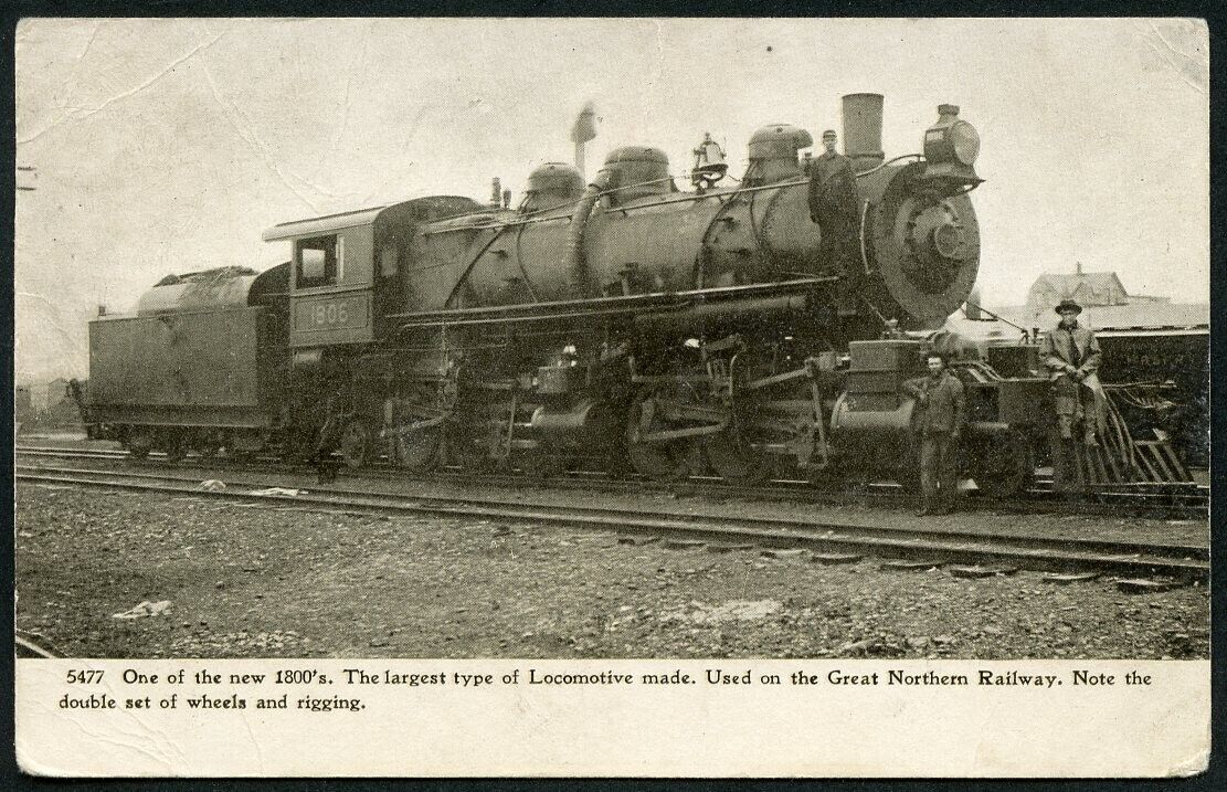 LARGEST LOCOMOTIVE MADE TRAIN - NEW 1800s - GREAT NORTHERN RAILWAY 1907 Postcard