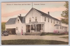Plymouth Vermont Florence V Cilley's Store And Post Office Hand Colored Postcard picture