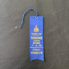 1929 Tunbridge World's Fair Ribbon - First Premium - Tunbridge Vermont picture