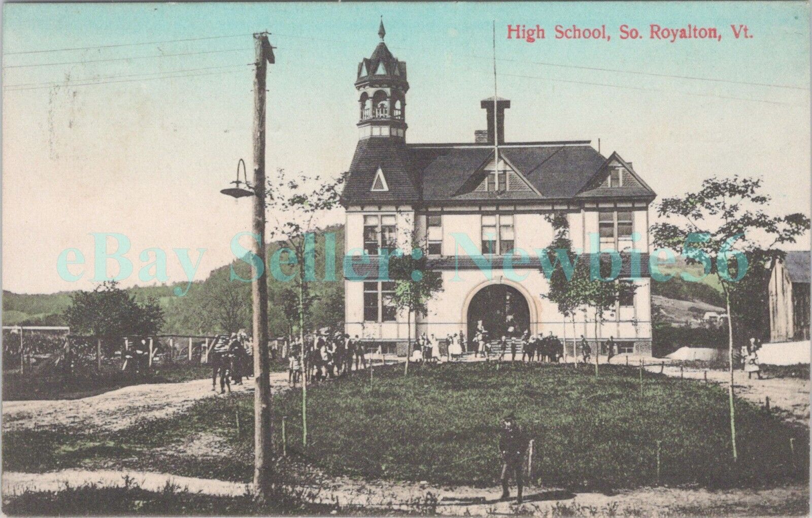 South Royalton Vermont VT - HIGH SCHOOL - Hand Colored Postcard