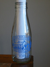 Vintage Carlton Dairy Clear Glass Milk Bottle - Nun Monkton York - picture