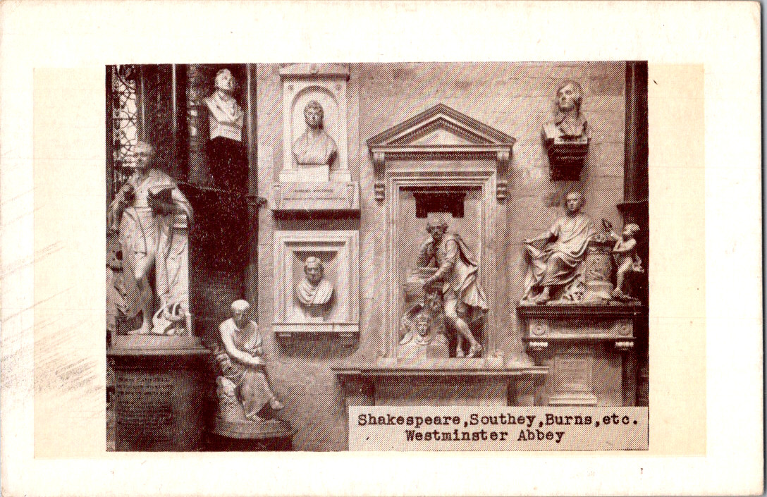 Vintage Postcard Westminster Abbey London England Poet Statues Vintage Postcard Westminster Abbey London England Poet Statues