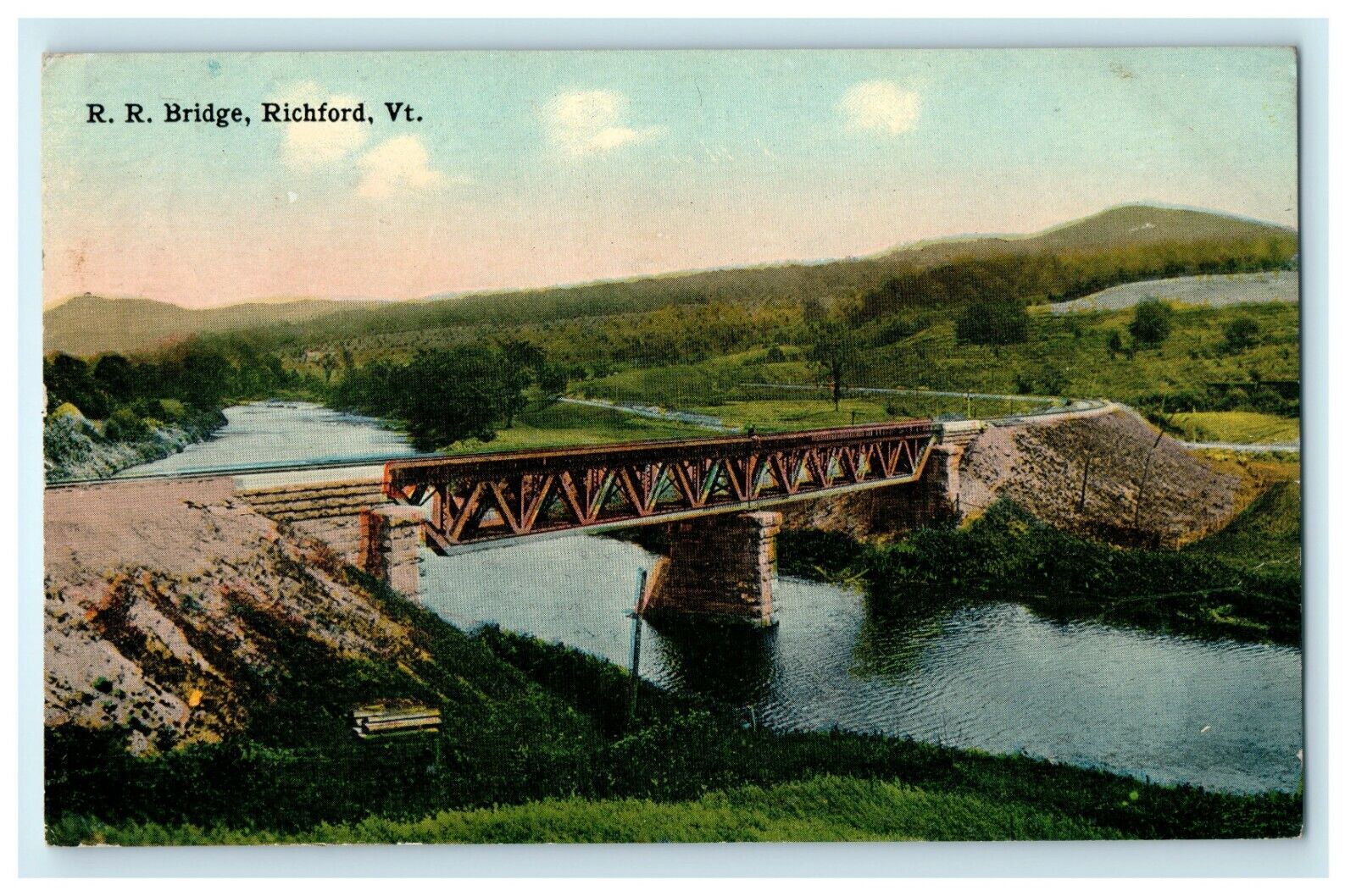 c1920 R.R Bridge Richford Vermont VT Posted Vintage Postcard