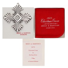 Reed Barton 1973 Sterling Silver Christmas Cross Ornament Religious Vintage 925 picture