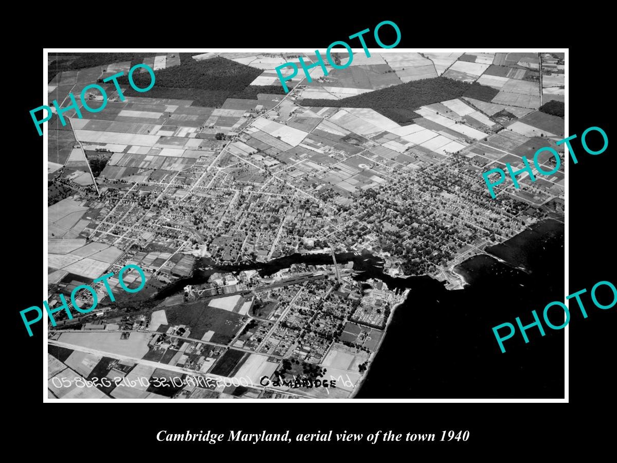 Cambridge Maryland Aerial View Of The Town c1940 2 Old Large Historic Photo Cambridge Maryland Aerial View Of The Town c1940 2 Old Large Historic Photo