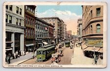 c1915~Norfolk Virginia VA~Granby Street~Trolleys~Cars~Stores~Vintage Postcard picture