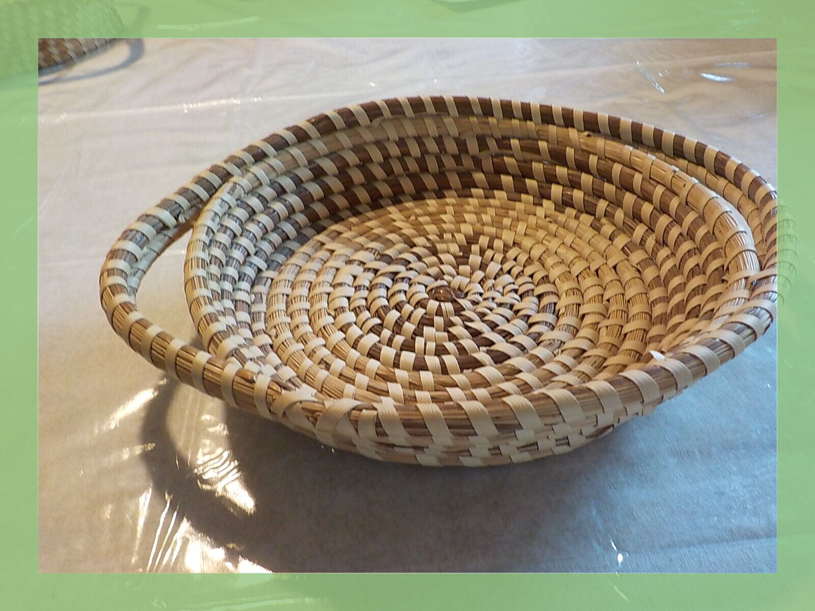 Charleston Sweet Grass Basket Handles Great Condition Pre Owned Ships 1 Day