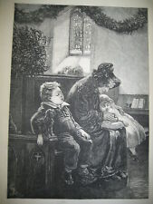 Antique 1874 Rest Be Thankful Church Fred Barnard Etching Wood Engraving PRINT picture