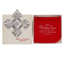 Reed Barton 1973 Sterling Silver Christmas Cross Ornament Religious Vintage 925 picture
