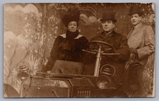 Brass Era Automobile Studio RPPC Identified Men Woman Newitt Duxbury MA E1 picture