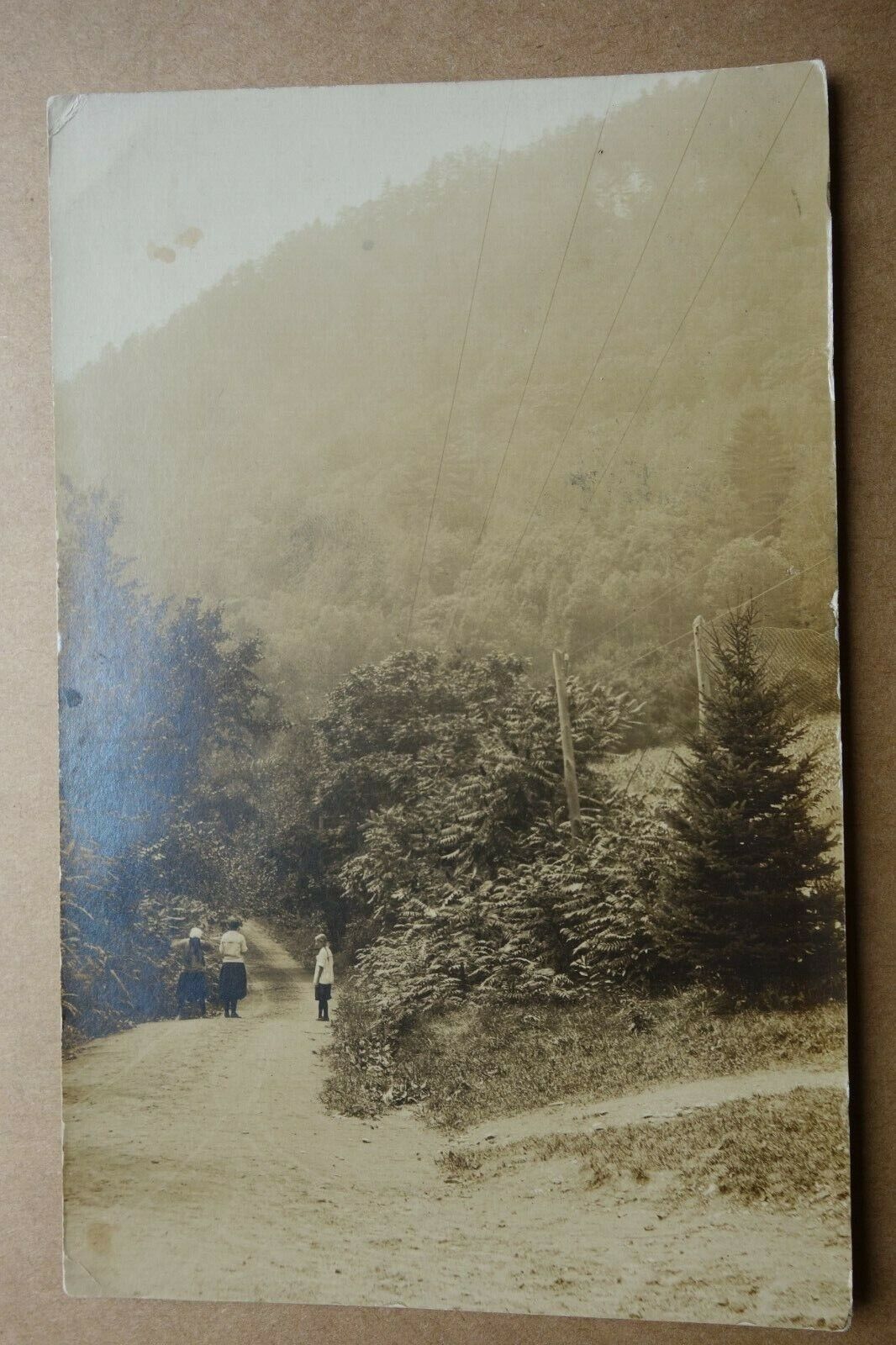 view of road from Fairlee VT to Camp Aloha postcard real photo rppc 