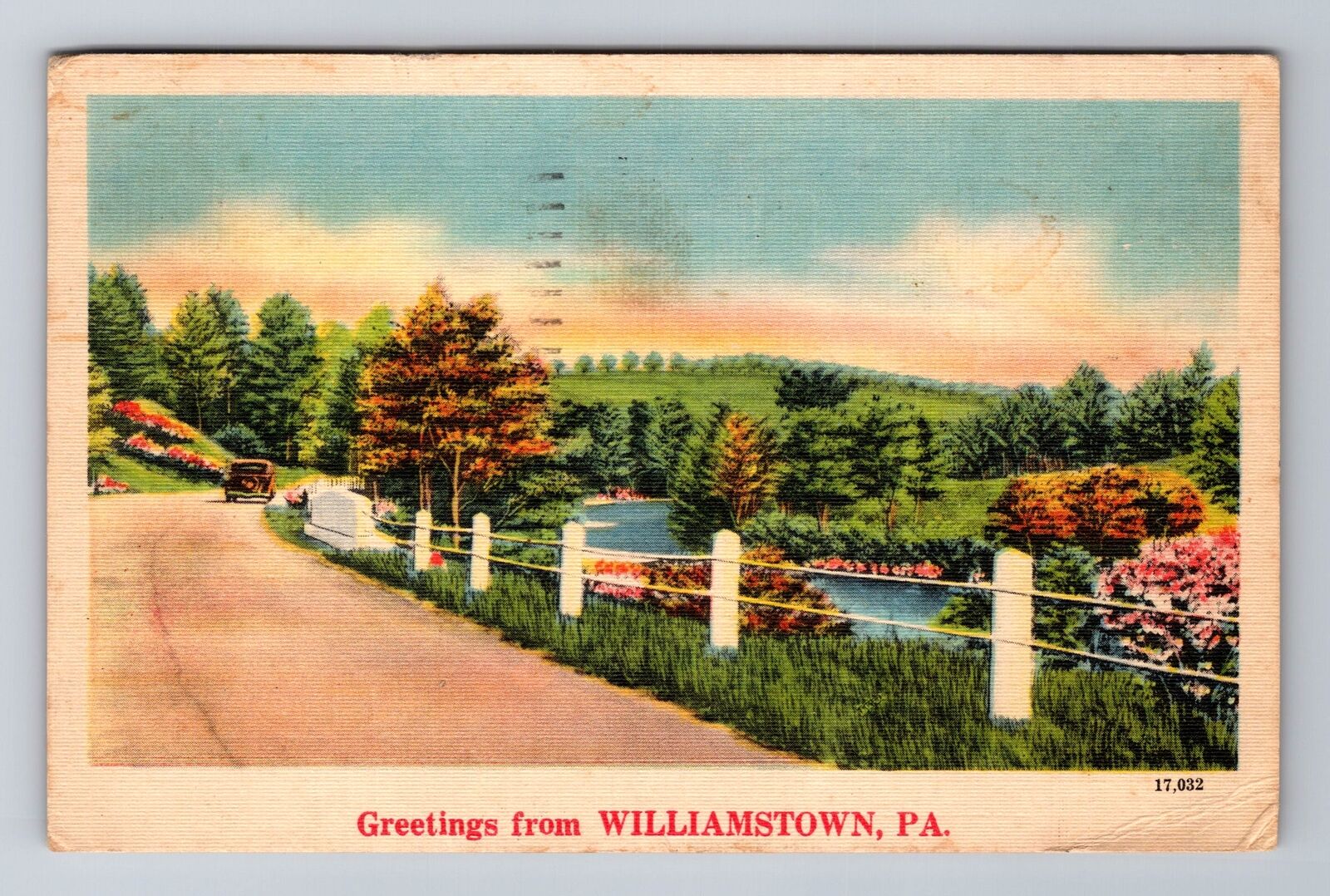 Williamstown PA-Pennsylvania, General Greetings, Country Lane, Vintage Postcard