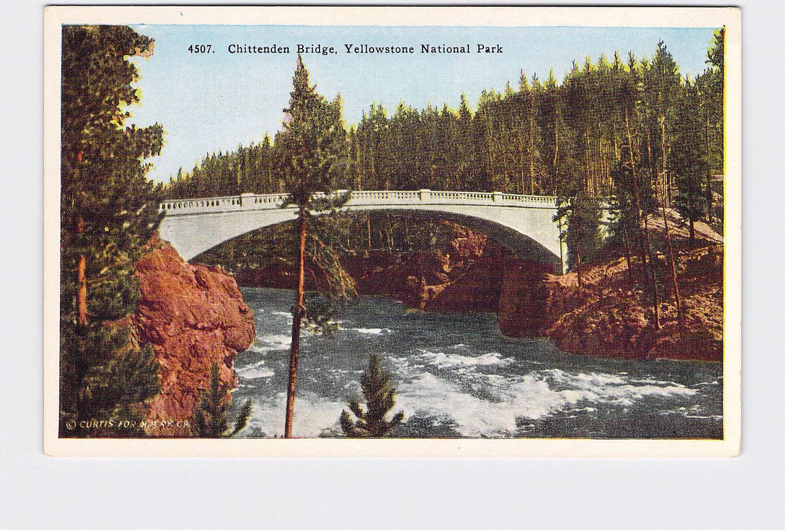 PPC Postcard National State Park Yellowstone Chittenden Bridge