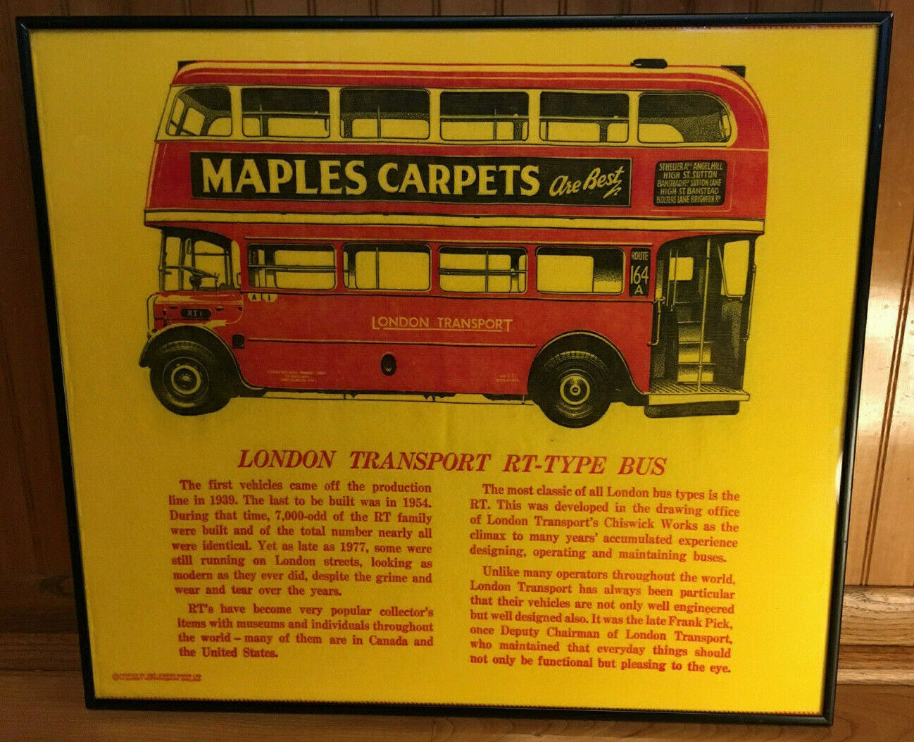  London Transport RT-Type Bus Double Decker Tapestry/Duster Printed In England