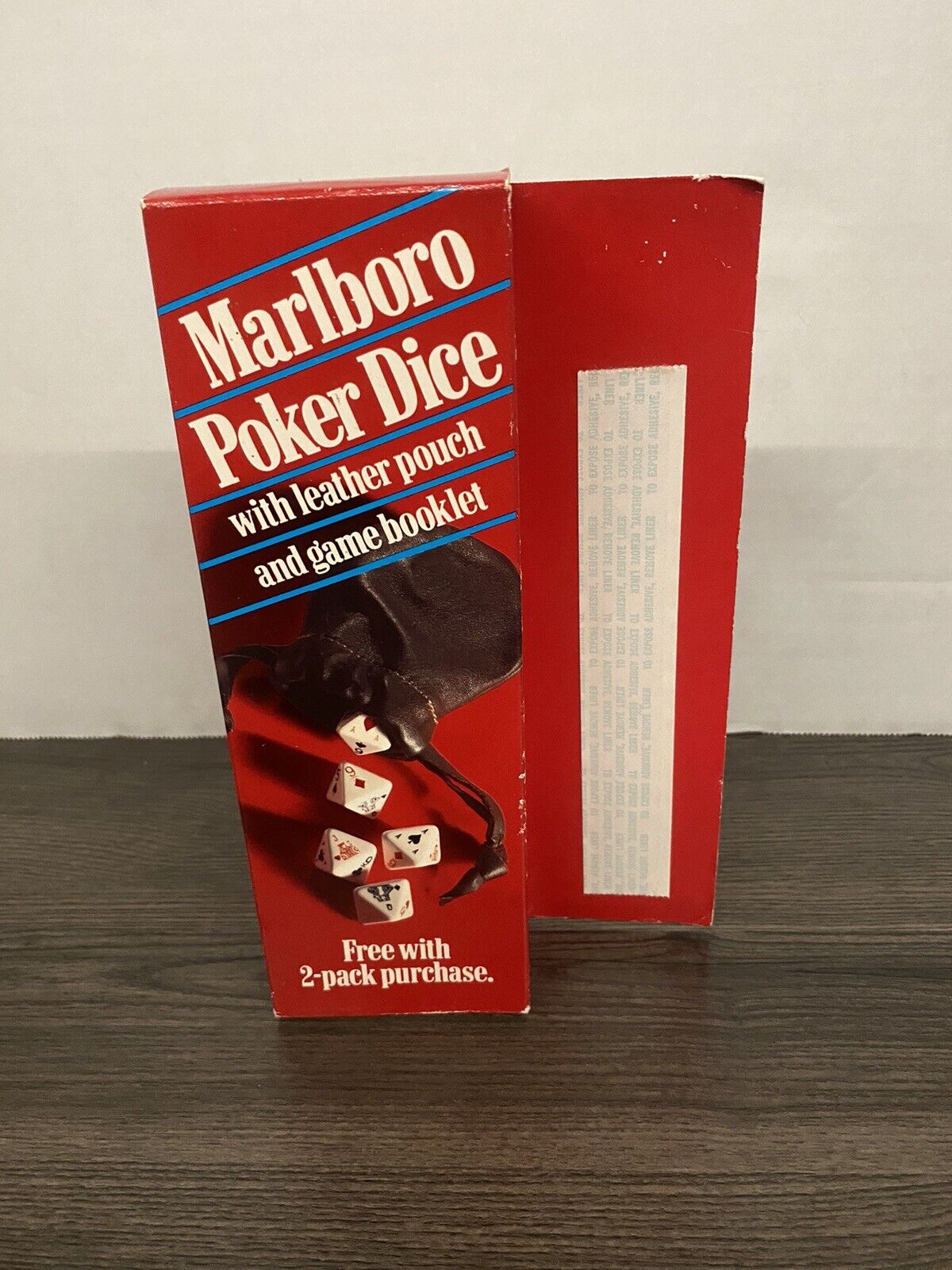 Vintage New in Box 1990 Marlboro Poker Dice Leather Pouch & Game Booklet New